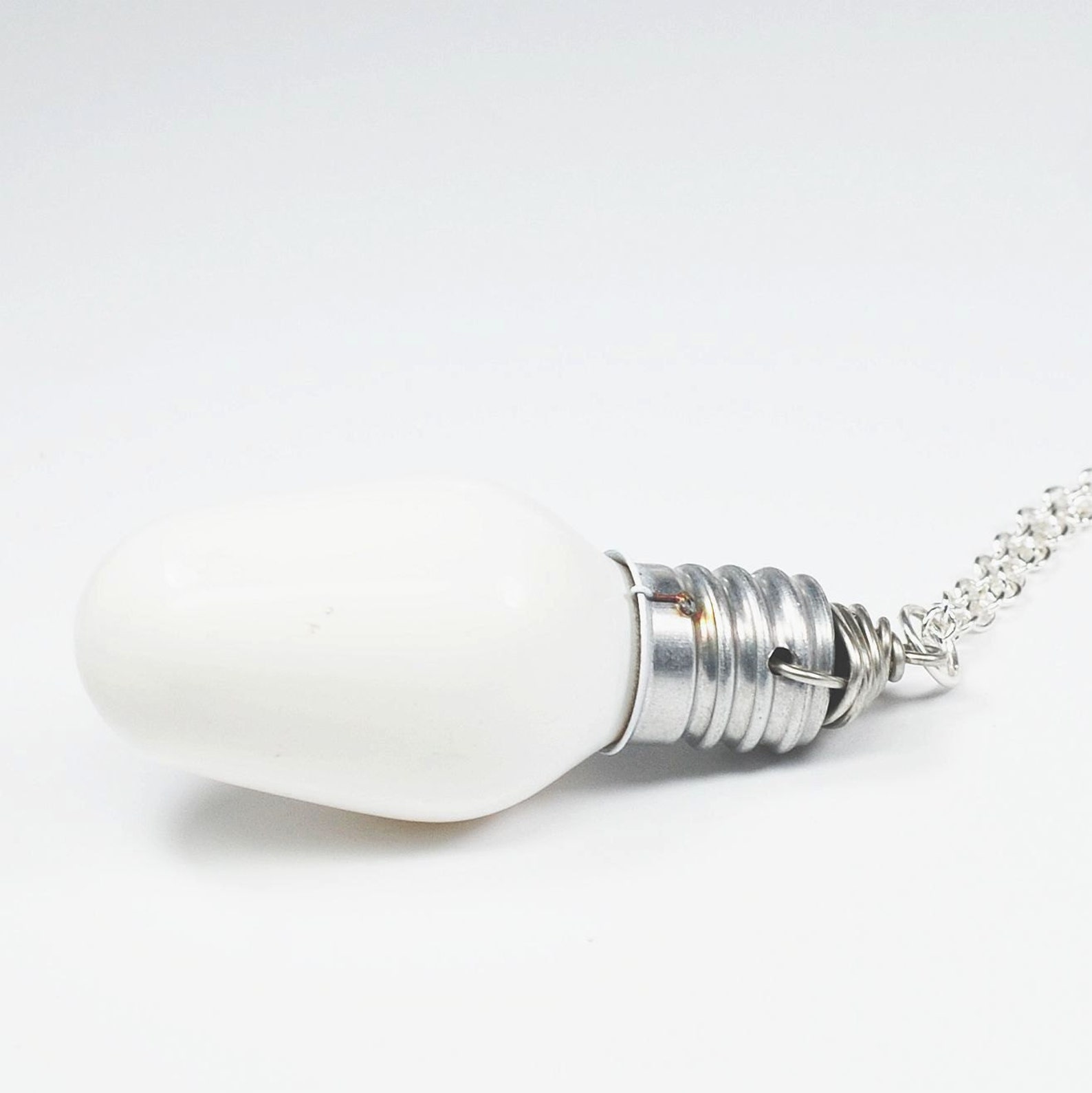 Light Bulb Necklace Silver & White Upcycled Light Bulb Etsy