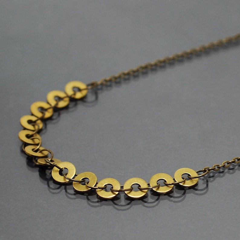 Small Brass Circle Necklace Hardware Jewelry Upcycled Etsy