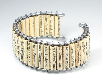 Middlemarch Jewelry- Upcycled Paper Bead Chunky Cuff Bracelet, Book Lover Gift, Literary, English Literature, Bookish, George Eliot Gift