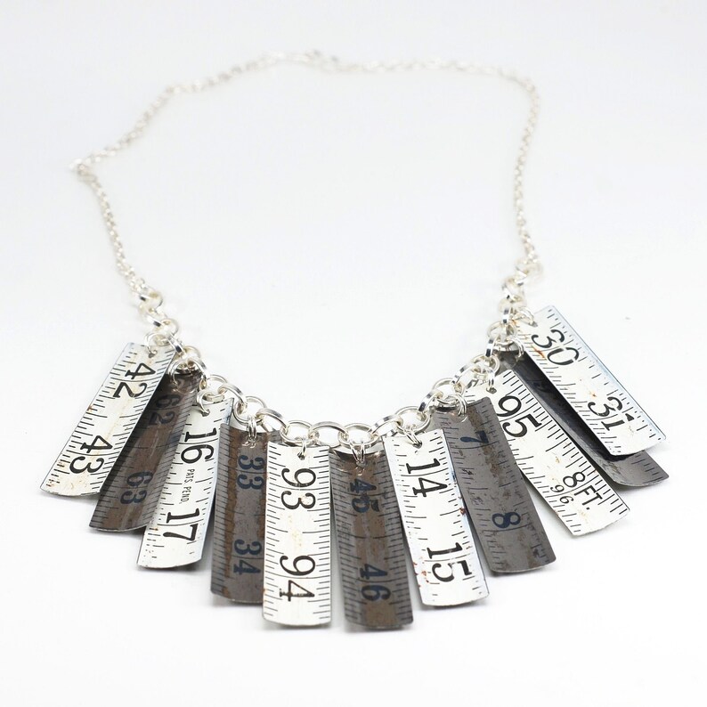 Tape Measure Necklace Silver Ruler Jewelry Contemporary Etsy