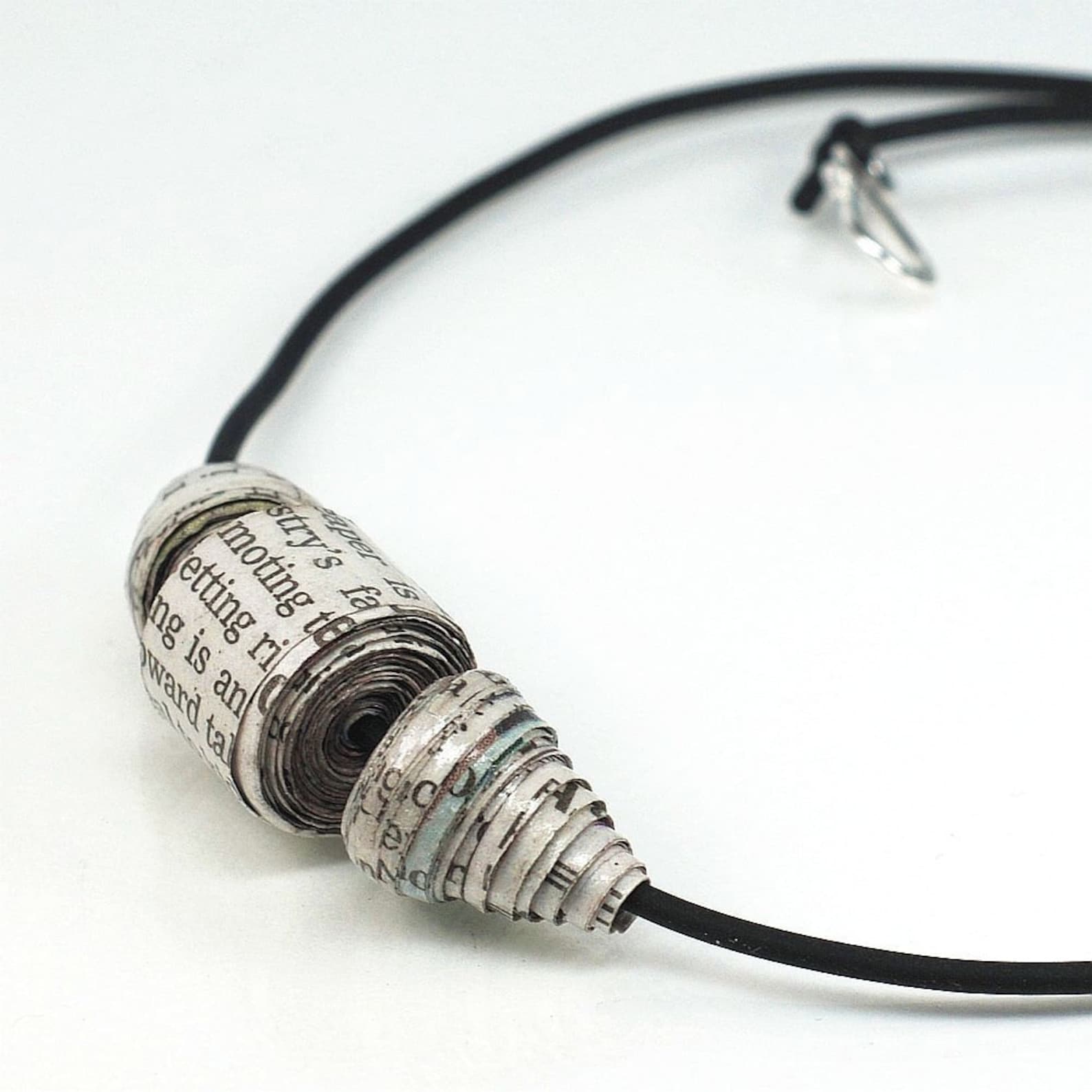 Upcycled Newspaper Bead Necklace Newspaper Jewelry Paper Etsy