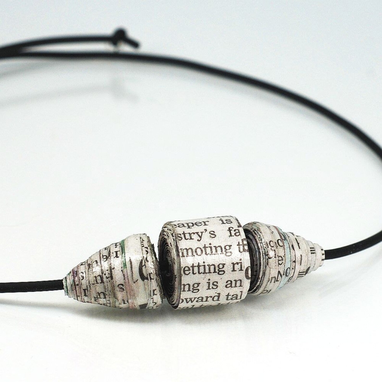 Upcycled Newspaper Bead Necklace Newspaper Jewelry Paper Etsy