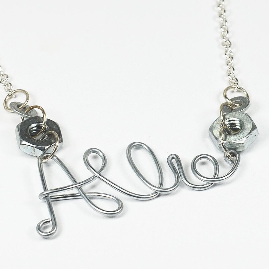 Personalized Jewelry Wire Name Necklace Upcycled Silver Etsy
