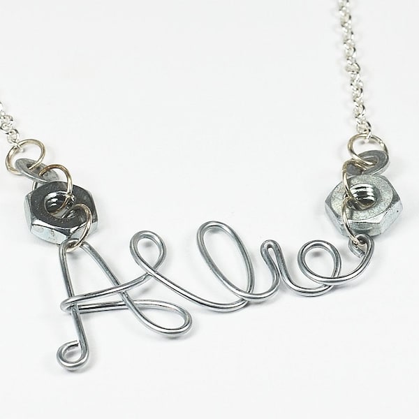 Wire Word Necklace Etsy