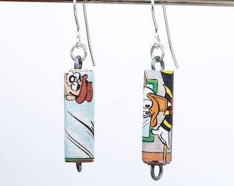 Paper Bead Jewelry- Upcycled Disney Comic Book Earrings, Paper Bead Earrings, Paper Jewelry, Disney Jewelry, Comic Book Jewelry