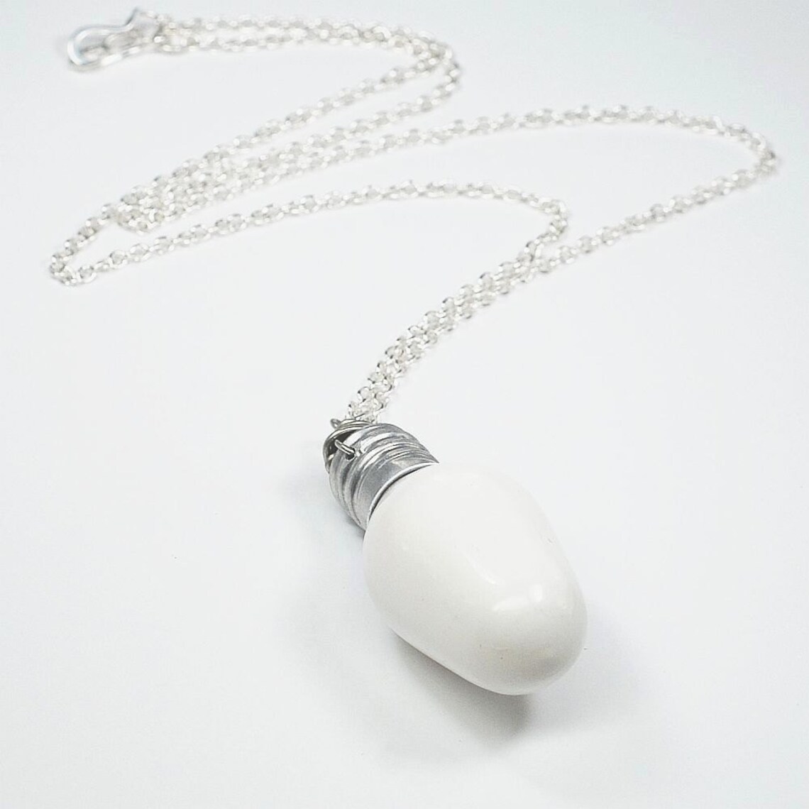 Light Bulb Necklace Silver & White Upcycled Light Bulb Etsy