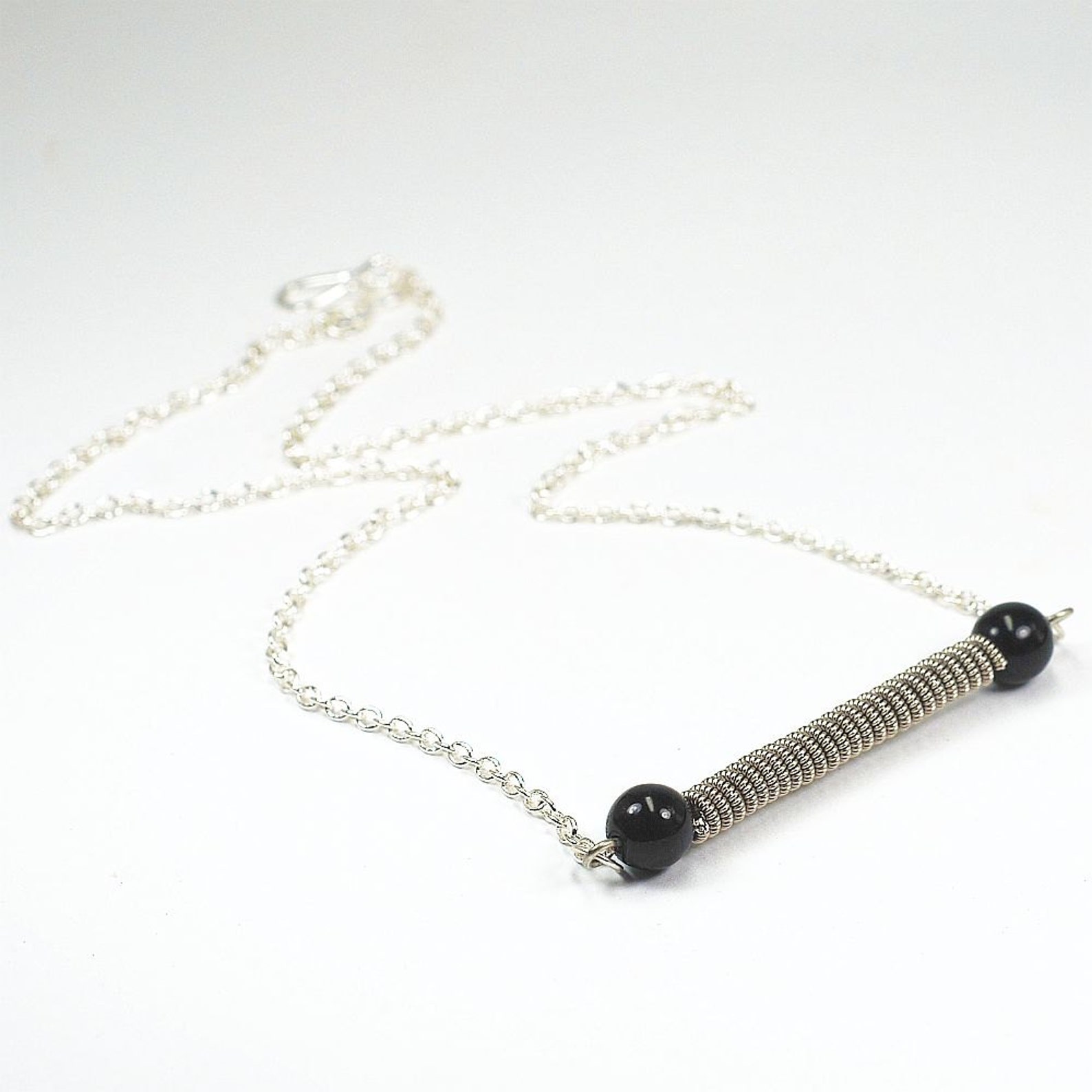 Guitar String Jewelry Upcycled Black Bead & Silver Guitar Etsy