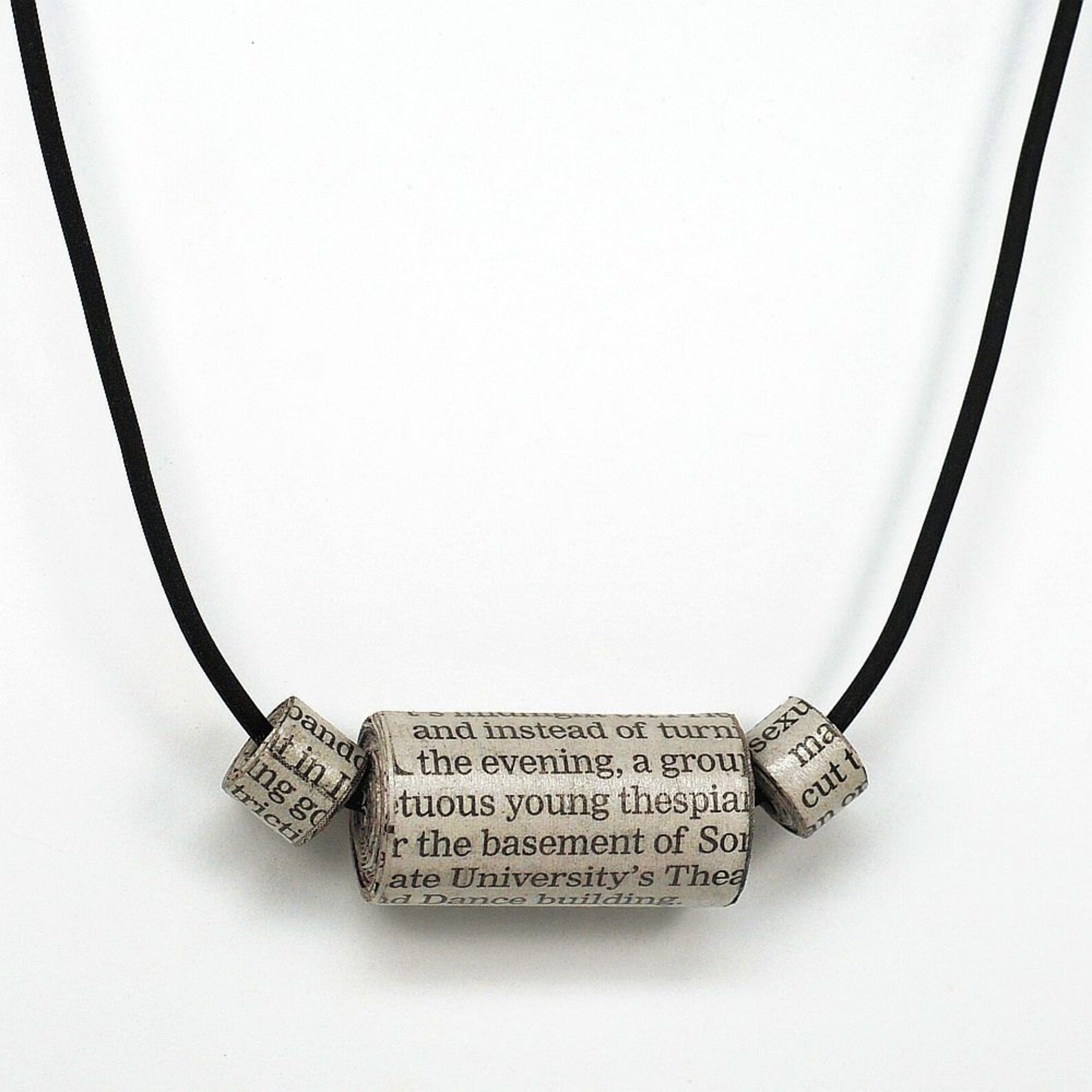 Paper Bead Necklace Newspaper Jewelry Word Jewelry Upcycled Etsy