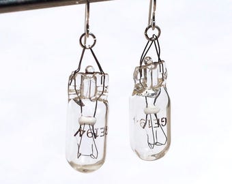 Light Bulb Earrings- Upcycled Lightbulbs, Cyberpunk, Geek Gift, Industrial Style, Contemporary Jewelry, Science Jewelry, Quirky, Fun, Cute