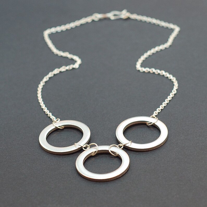 Silver Geometric Necklace Upcycled Washer Jewelry Silver Etsy