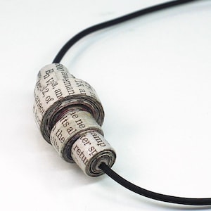 Paper Bead Jewelry- Upcycled Newspaper Paper Bead Necklace, Journalist Gift, Modern, Minimalist, Contemporary, Word Nerd, First Anniversary