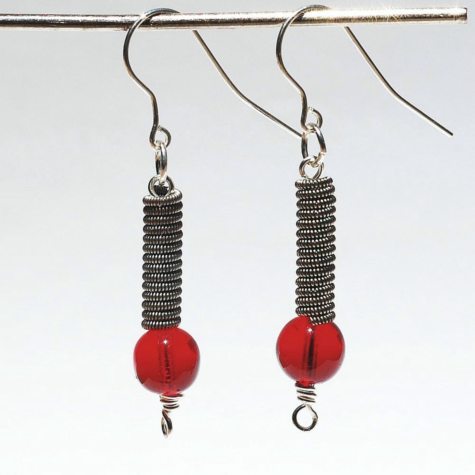 Guitar String Jewelry Red Upcycled Guitar String Earrings Etsy