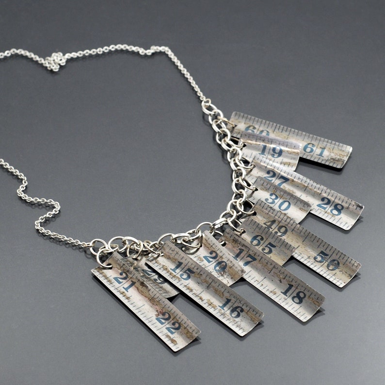 Tape Measure Necklace Silver Ruler Jewelry Contemporary Etsy