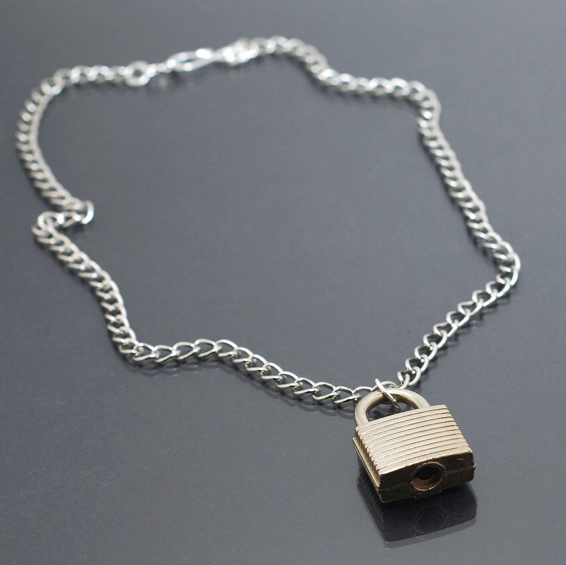 Padlock Necklace- Industrial Jewelry, Grunge Aesthetic