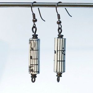 Sheet Music Earrings Vintage Sheet Music Paper Bead Earrings, Music Jewelry, Sheet Music Jewelry, Music Gift, Paper Bead Jewelry image 2