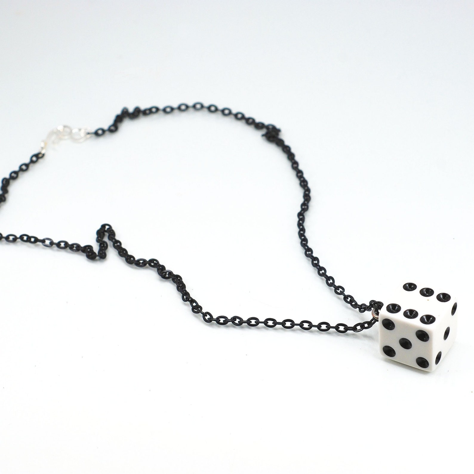 Dice Necklace Black & White Necklace Kitsch Jewelry Geek Etsy