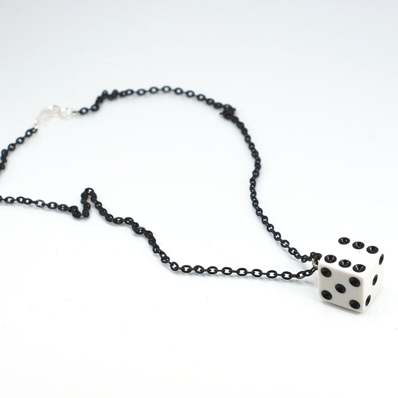 Dice Necklace Black & White Necklace Kitsch Jewelry Geek Etsy