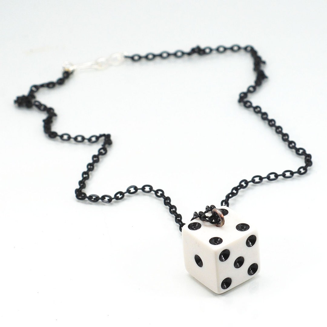 Dice Necklace Black & White Necklace Kitsch Jewelry Geek Etsy