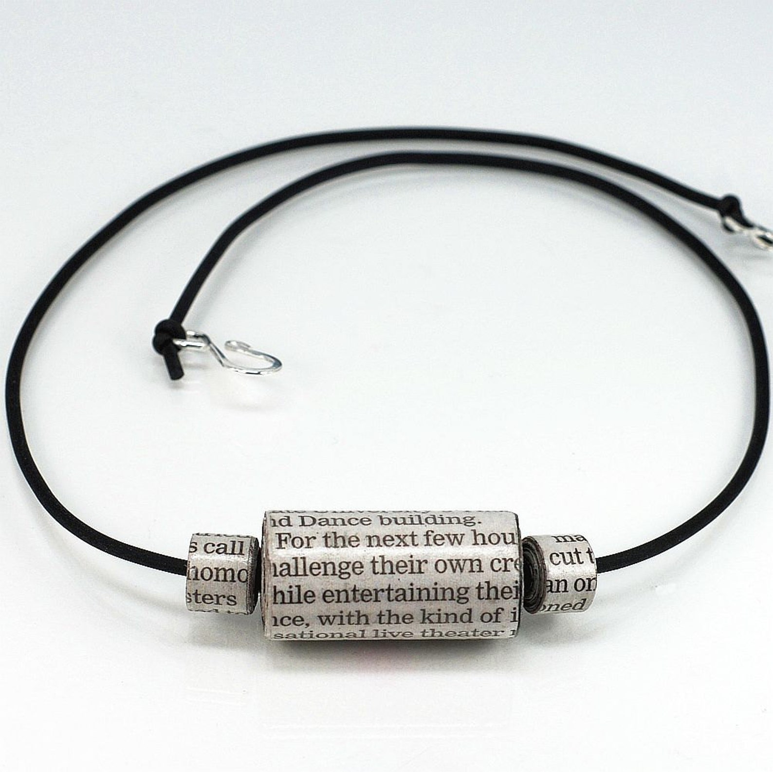 Paper Bead Necklace Newspaper Jewelry Word Jewelry Upcycled Etsy