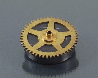 Steampunk Gear Brooch- Black & Brass Clock Pin, Industrial Style, Post Apocalyptic, Contemporary Jewelry, Cog Jewelry, Wasteland, Steam Punk