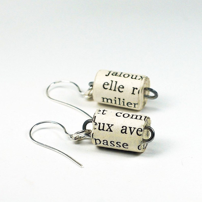 French Paper Bead Earrings Upcycled Paper Bead Jewelry Etsy