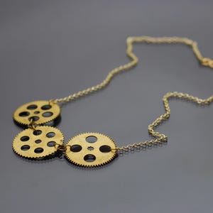 Clockwork Brass Necklace- Steampunk Upcycled Clock Gear, Steam Punk Jewelry, Cog, Goth Industrial, Post Apocalyptic, Grunge, Alternative