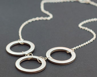 Silver Geometric Necklace- Upcycled Washer Jewelry, Silver Circle Necklace, Washer Necklace, Modern Minimal Necklace, Hardware Jewelry