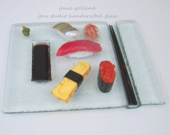 sushi plate, individual serve, california rolls, soy sauce, handmade sushi plate, gift for him, gift for her, japanese table setting, gifts