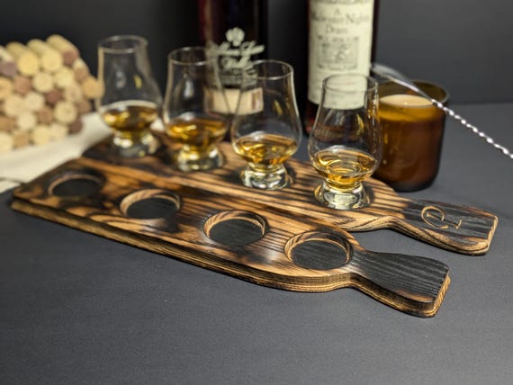 Bourbon Whiskey Flight Boards, Three Styles, Oak Charred