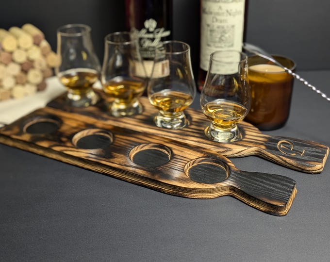 Bourbon Whiskey Flight Boards, Three Styles, Oak Charred