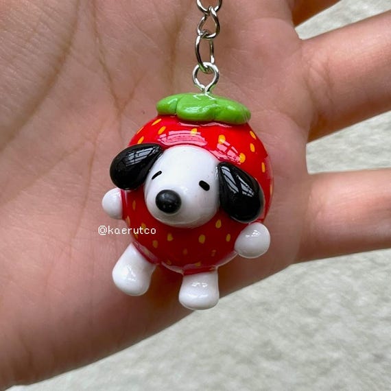 Strawnoopy Strawberry Handmade Keychain