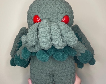 Cthulhu Plushie (Green) | Cthulhu Amigurumi | Crochet Cthulhu Plush
