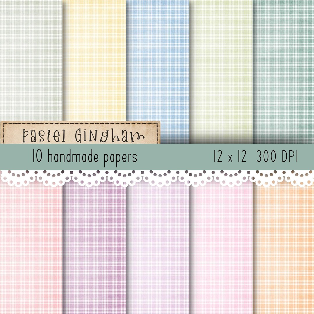 Pastel Gingham Digital Papers Handmade Watercolor Plaid Cottage ...