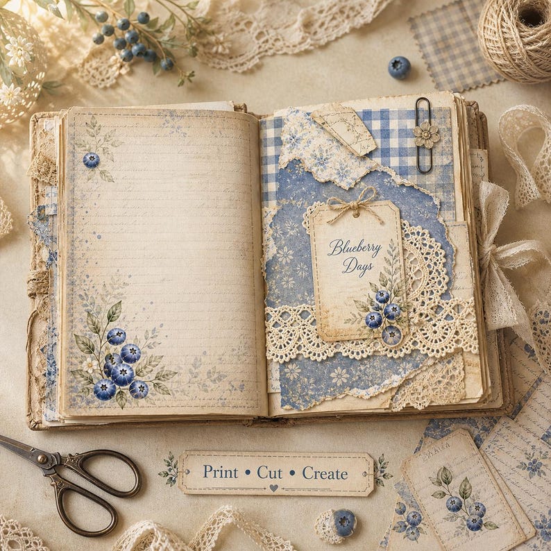 Blueberry Journal Pages – 8 Landscape Printables - Etsy