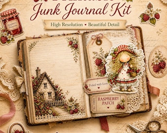 Raspberry Cottage Junk Journal Kit | Printable Ephemera, Tags & Papers