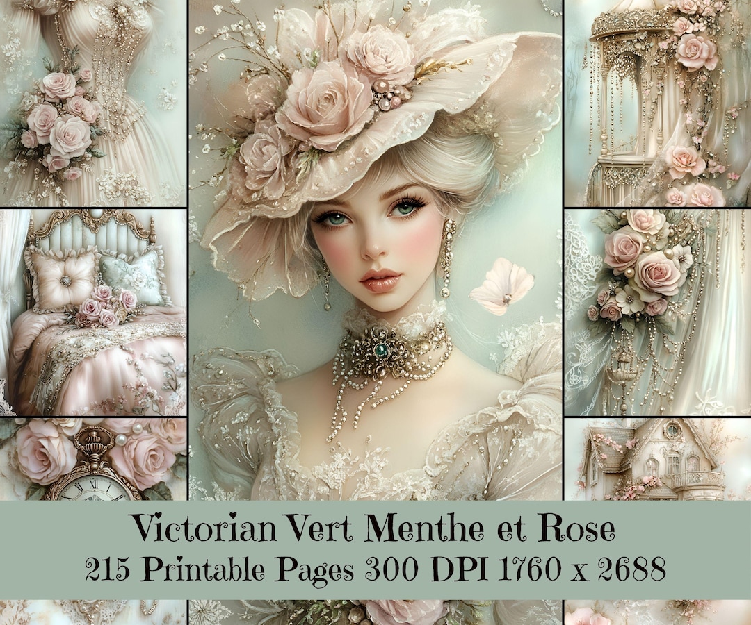 Victorian Women Junk Journal Pages, Romantic Floral Ephemera (digital ...