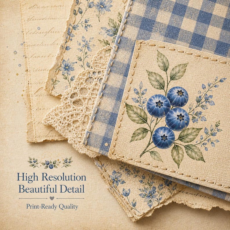 Blueberry Journal Pages – 8 Landscape Printables - Etsy