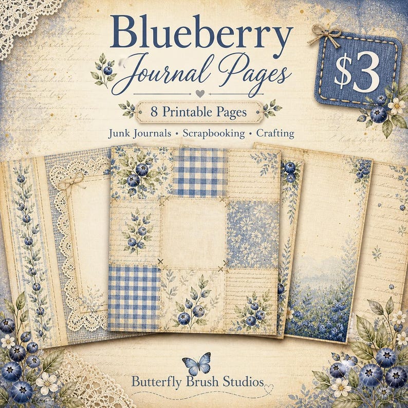 Blueberry Journal Pages – 8 Landscape Printables - Etsy