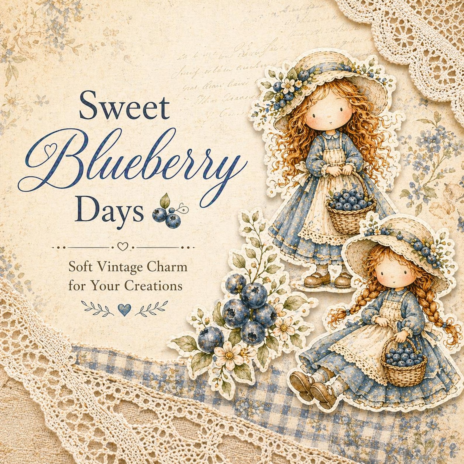 Blueberry Junk Journal Kit – Vintage Cottagecore Ephemera & Papers ...