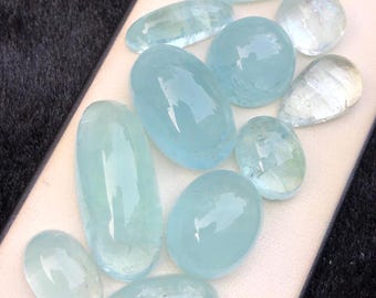 Beautiful aquamarine cabochons, weight 192 carats, ethnically sourced , natural aquamarine