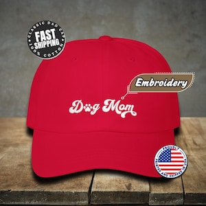 Classic Mom Cap Embroidered Dog Mom Design Pet Parent Gift Outdoor Hat for Dog Walks Dog Mom Cap Gift for Dog Owners Gift Idea for Fur Moms