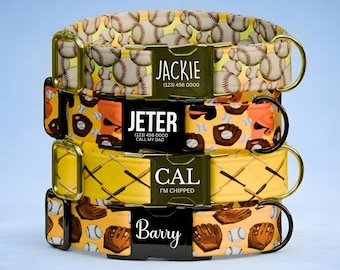 Baseball Personalized Dog Collar & Leash Set Custom Sports Collar Game Day Pet ID (OG-541)