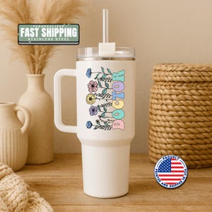Personalized Doctor Tumbler 40oz Tumbler with Handle & Straw Custom Name Tumbler for Doctors Medical Grad Gift Cup for Women in Medicine