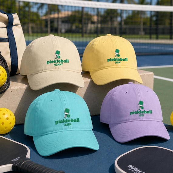 Custom Pickleball Mom Embroidered Hat Personalized Mom Cap Comfort Colors Coastal Washed Cotton Baseball Hat Gift for Women Pickle Players