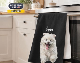 Pano de prato personalizado para animais de estimação, pano de cozinha personalizado para cães ou gatos, pano de prato de microfibra com foto do seu pet, presente para decoração de casa estilo fazenda.