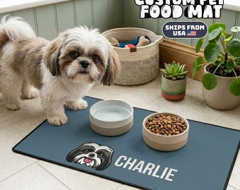 Alfombrilla personalizada para comedero de perro con nombre, antideslizante, impermeable, ideal como regalo.