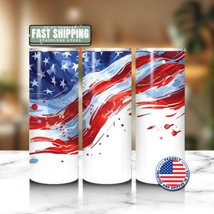 US Memorial Day Tribute Tumbler – 20oz Skinny Tumbler American Flag American Travel Mug Memorial Day Tumbler Veteran Tribute Tumbler