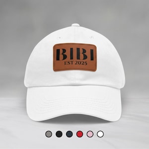 Personalized 'Bibi Est 2025' Hat with Faux Leather Patch