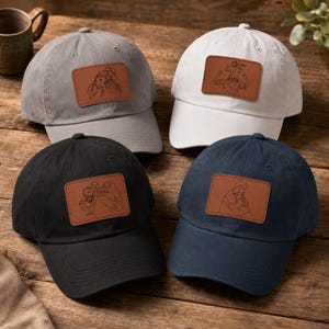 Cappello personalizzato con foto di papà e figlio / Berretto in pelle con toppa personalizzata per la Festa del Papà