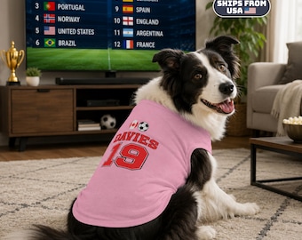 Canotta da calcio personalizzata per cani, maglia per cani con nome, numero e design della nazione, abbigliamento sportivo per cani, regalo per cani